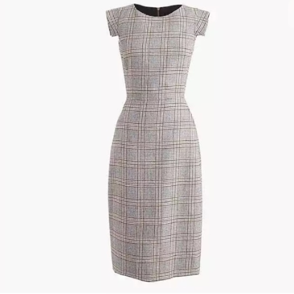 NWT J. Crew Glen Plaid Resume Cap Sleeve Dress 6
